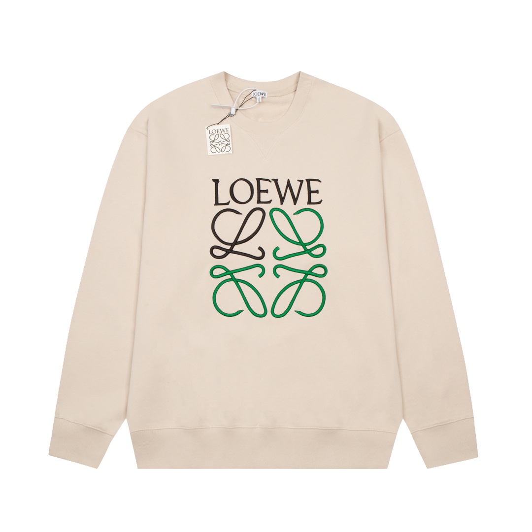 Loewe 23Fw letter embroidered crew neck sweatshirt