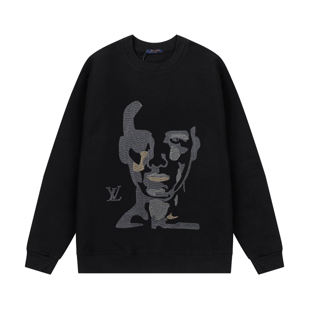 LV 2023 new style embroidered face letters round neck sweatshirt