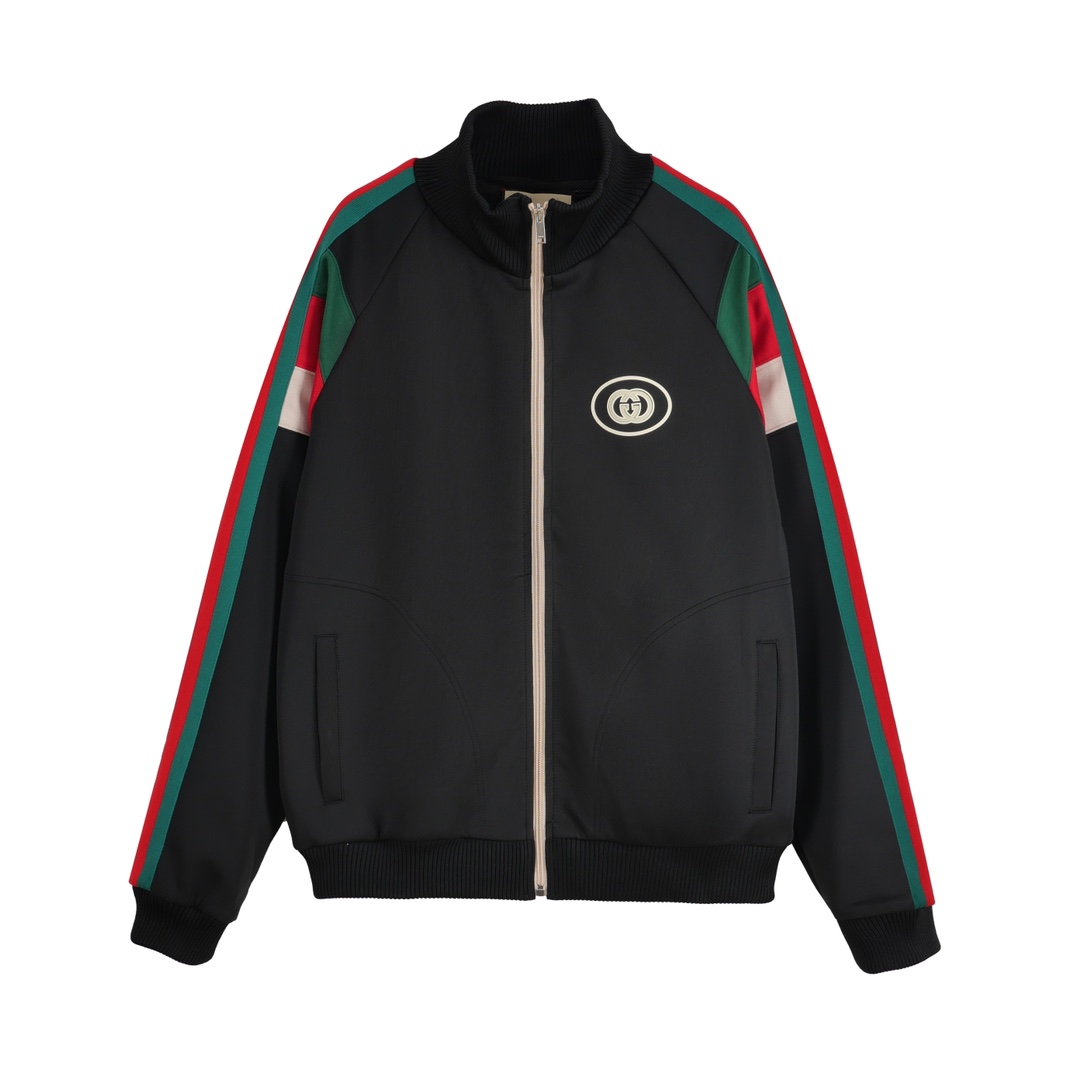 Gucci 22Fw Double G red and green striped web jacket