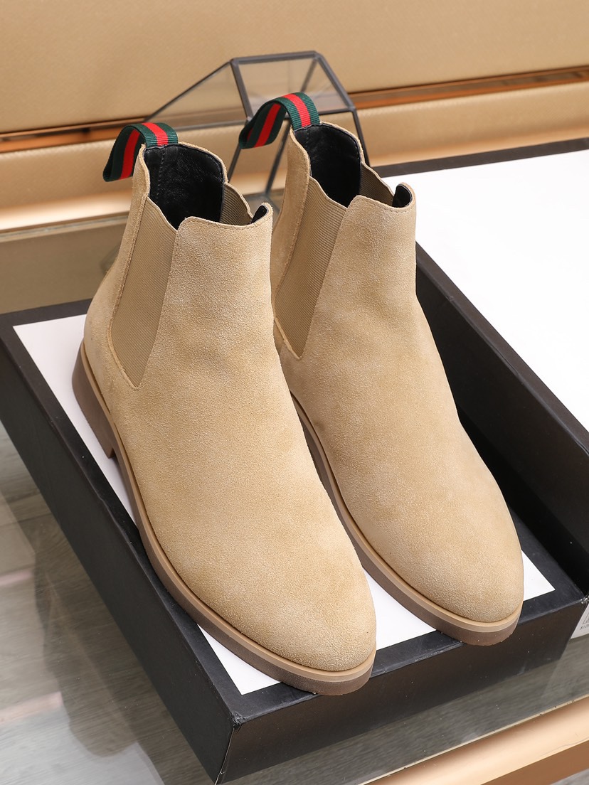 Gucci new official website casual high-top leather shoes