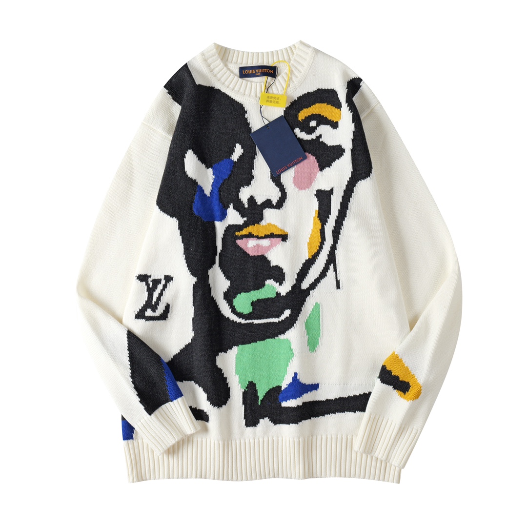 LV 2023 new style painted portrait sweater