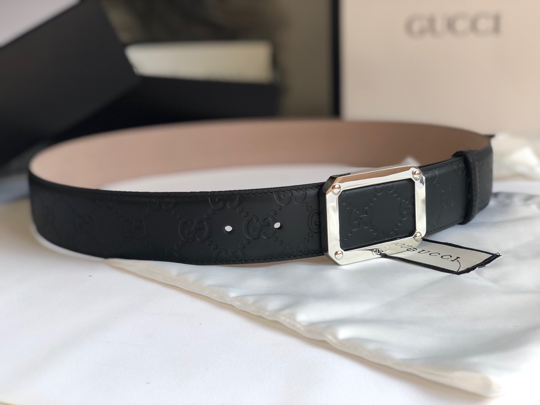gucci black silver hardware belts
