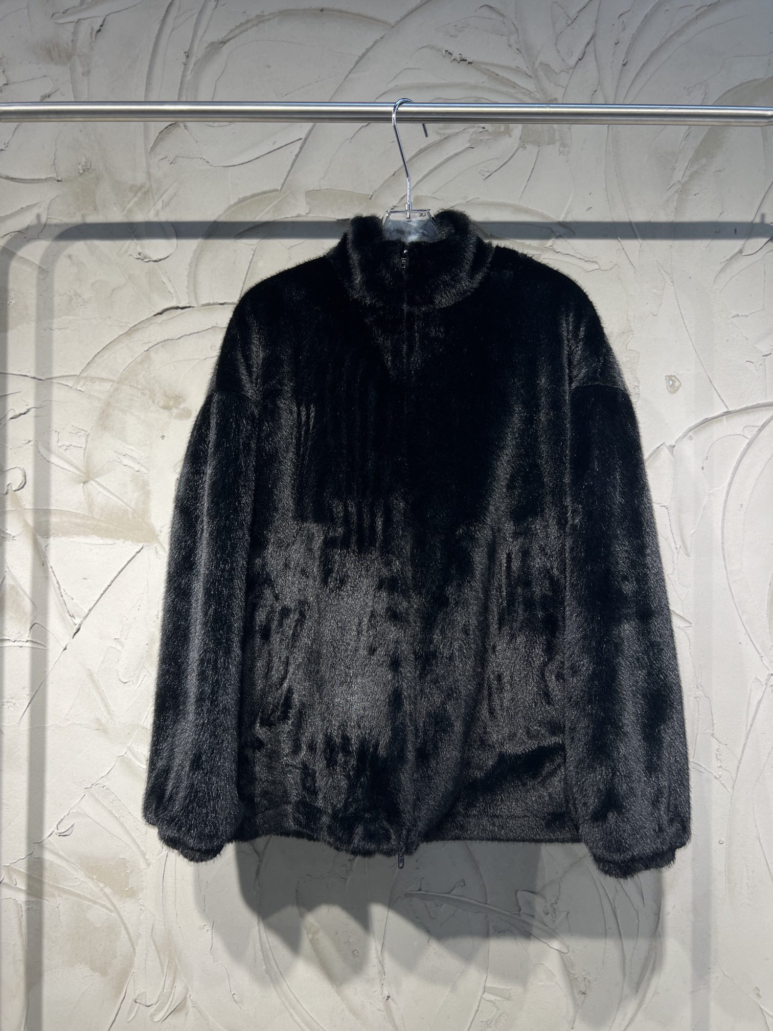 Balenciaga letter eco-friendly leather fur coat