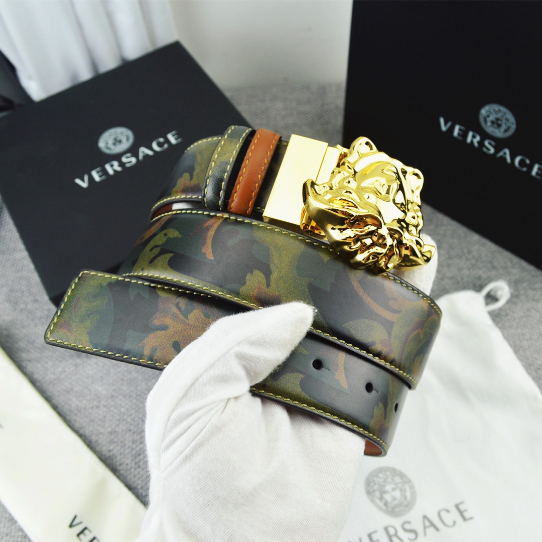 Versace Barocco print belts