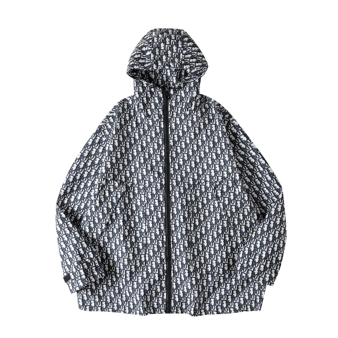 CD 23ss early autumn blue jacquard hooded jacket