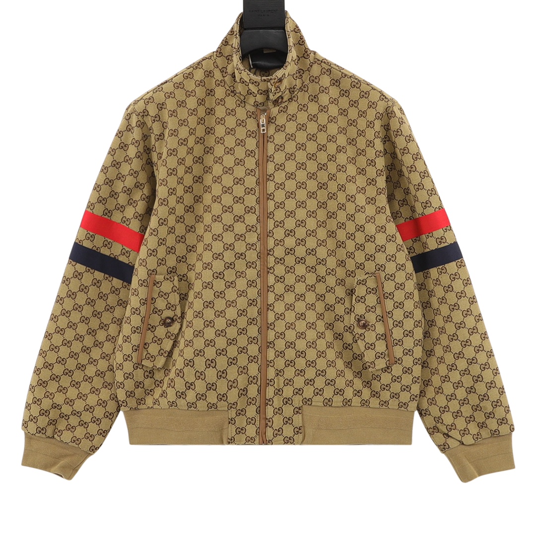 Gucci Double G all-over printed canvas stand-collar padded jacket