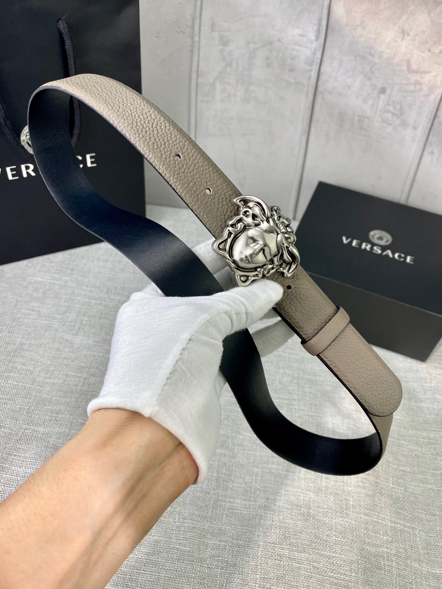Versace pebbled belt