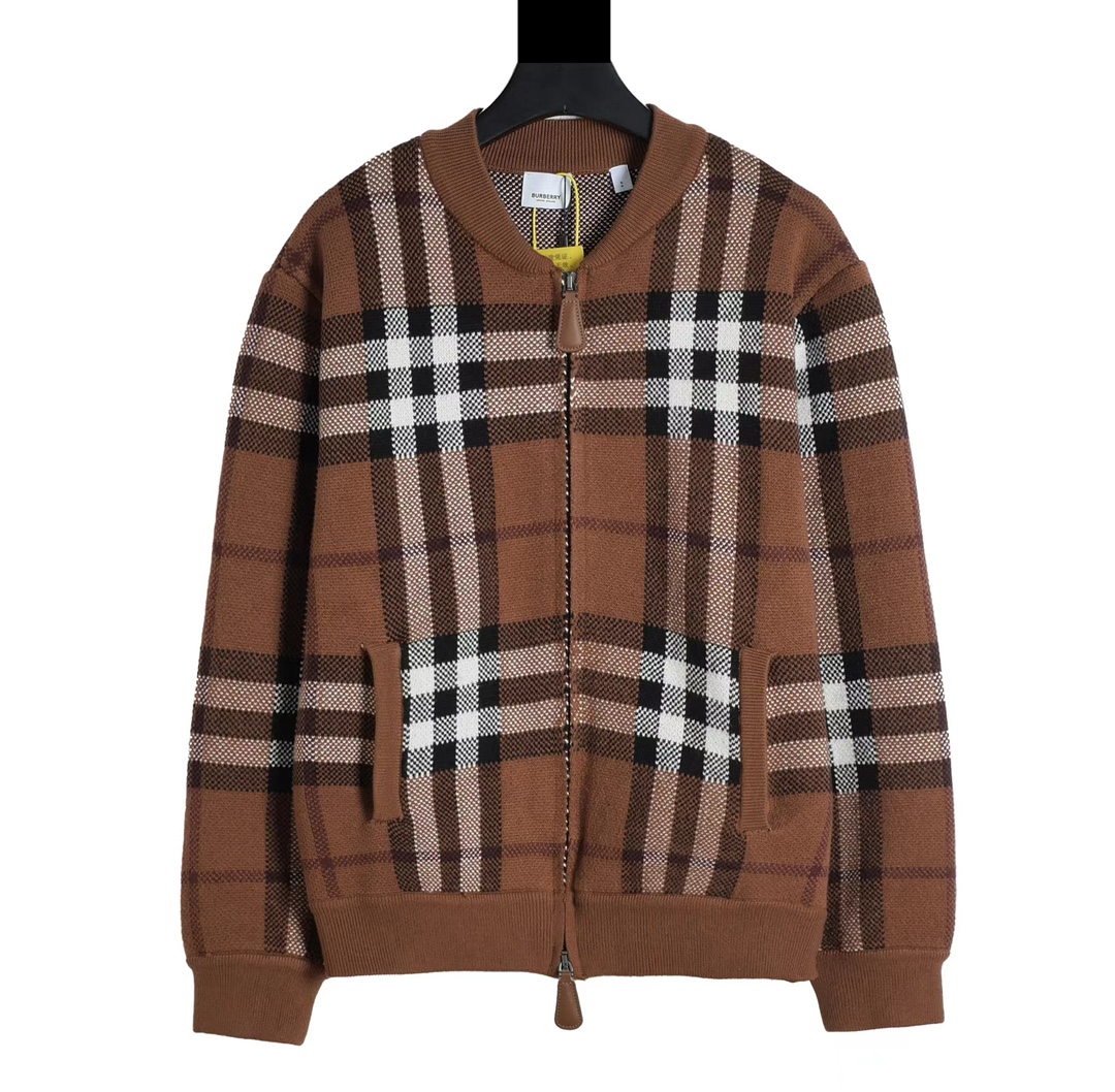 Burberry 2024 new brown plaid cashmere jacket