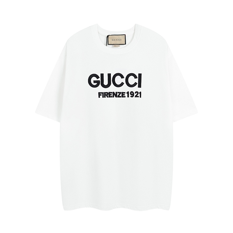 Gucci pink embroidered crew neck T-shirt