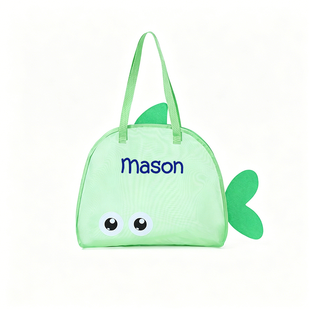 Personalized Embroidered Kid Mesh Fish-Shaped Beach Bag