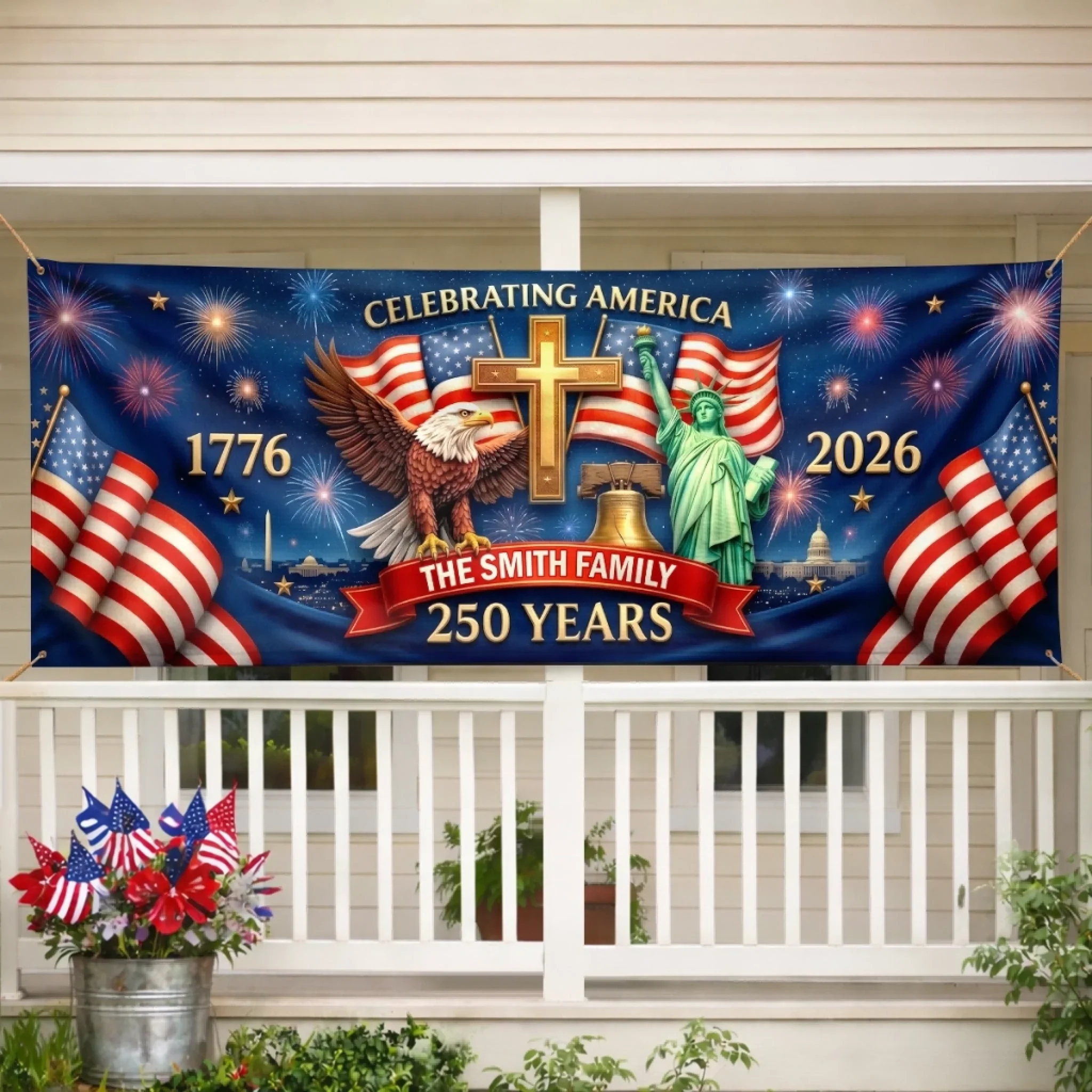 🇺🇸 Custom 250th Anniversary Banner — Personalised for Mum & Dad ✨