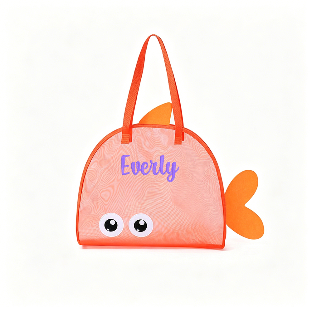 Personalized Embroidered Kid Mesh Fish-Shaped Beach Bag