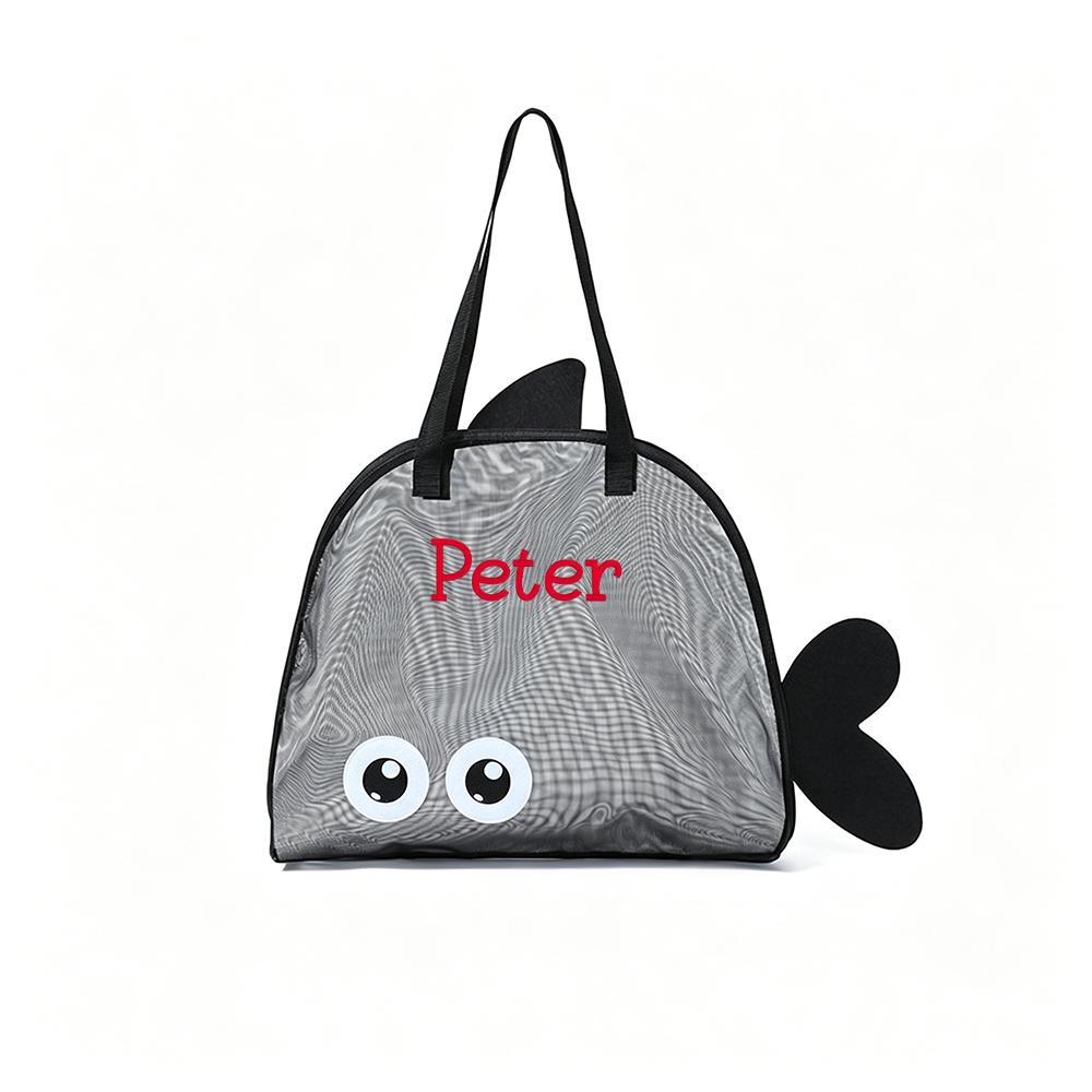 Personalized Embroidered Kid Mesh Fish-Shaped Beach Bag