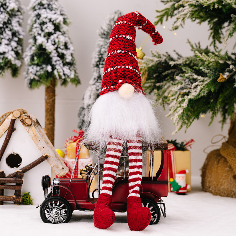 Rustic Buffalo Plaid Knit Christmas Gnome with Festive Sign - Festive Holiday Decor