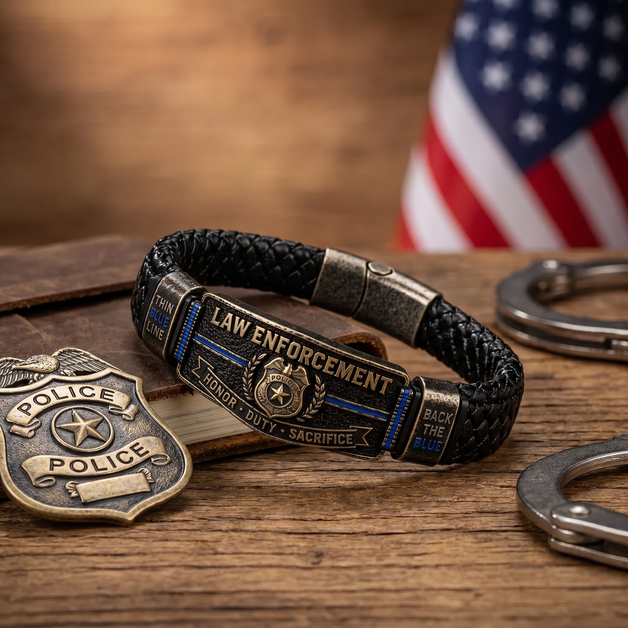 Thin Blue Line Law Enforcement Brotherhood Bracelet