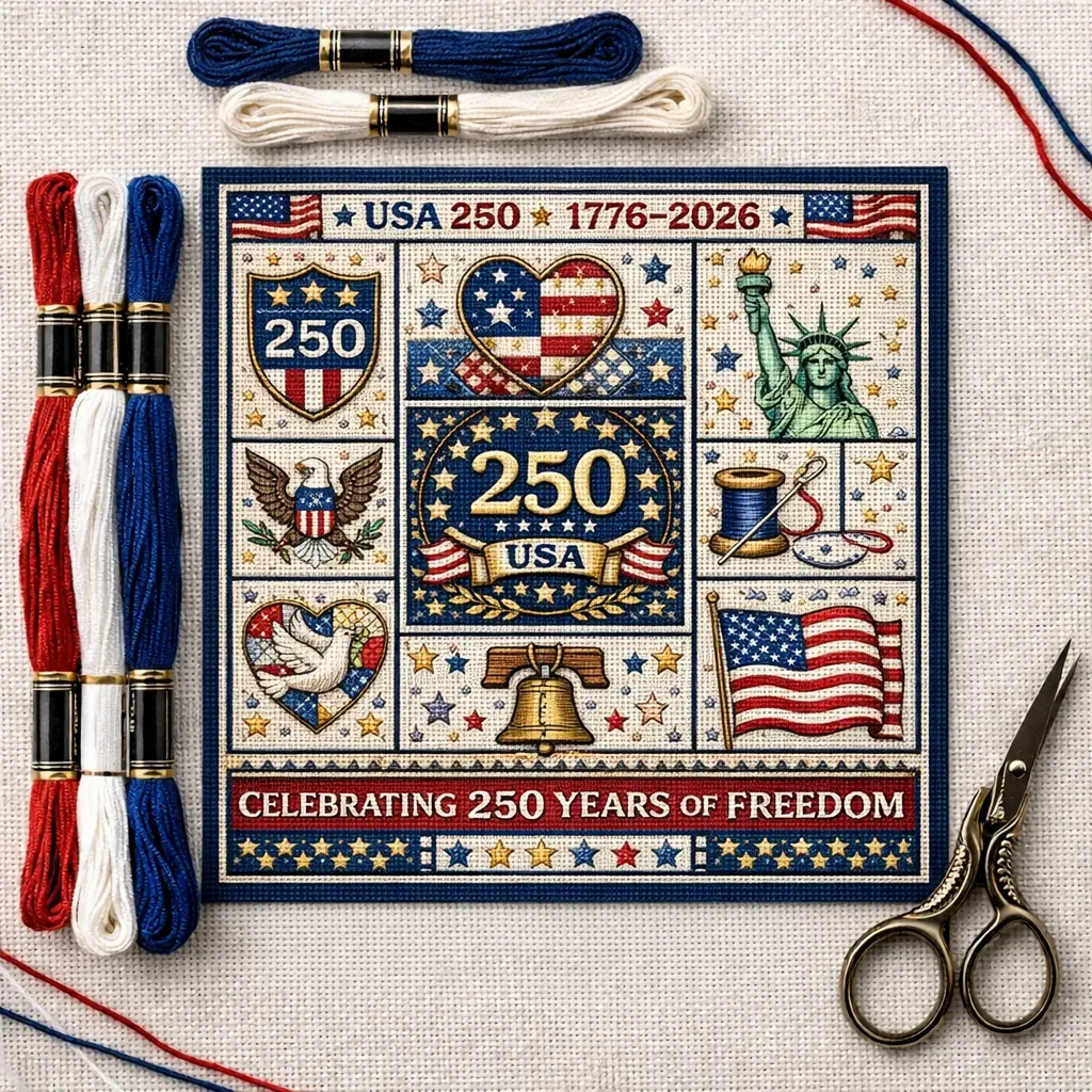 🔥USA 250th Anniversary Cross Stitch Kit