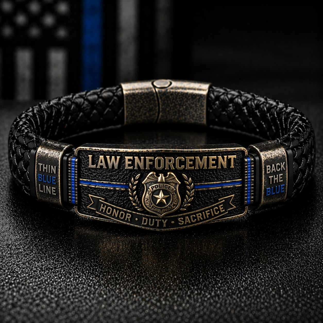 Thin Blue Line Law Enforcement Brotherhood Bracelet