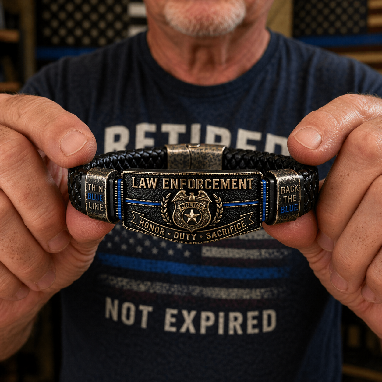 Thin Blue Line Law Enforcement Brotherhood Bracelet