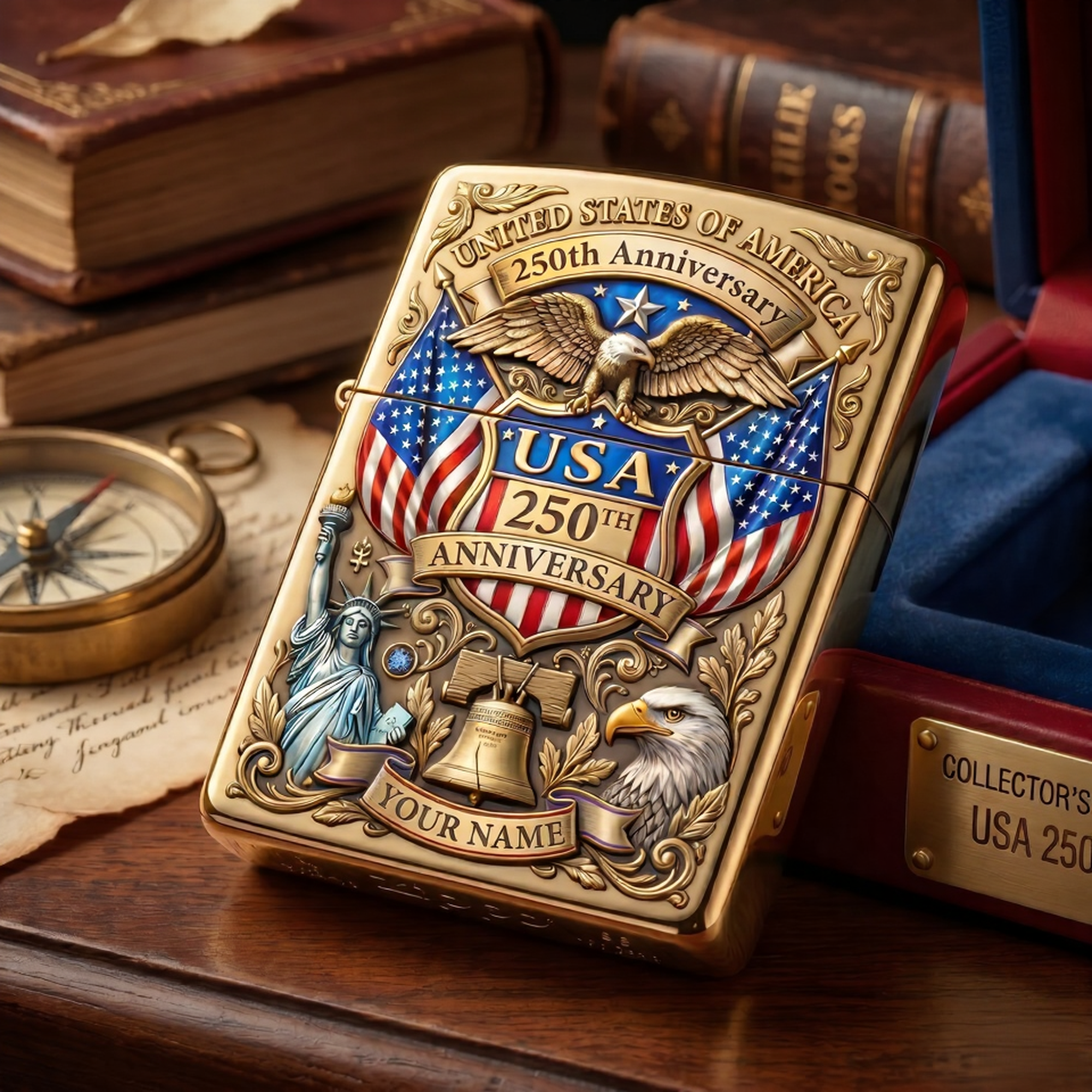 🇺🇸🔥 Personalized USA 250th Anniversary Lighter