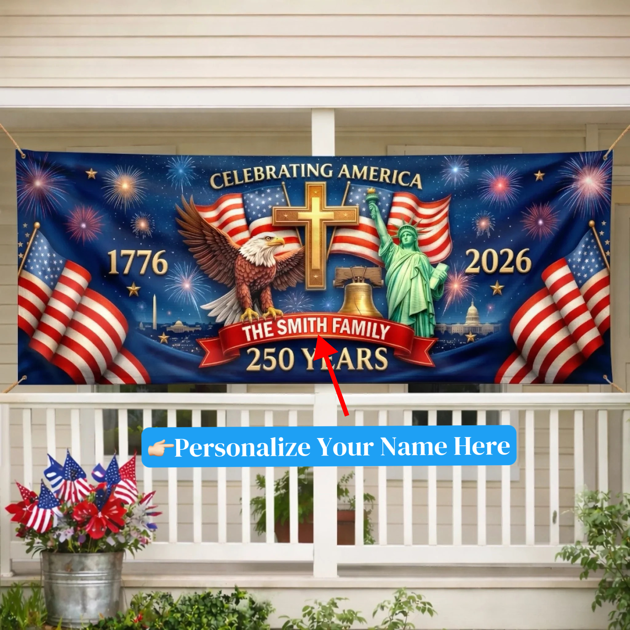 🎁 🇺🇸 Custom 250th Anniversary Banner — Personalised for Mum & Dad ✨
