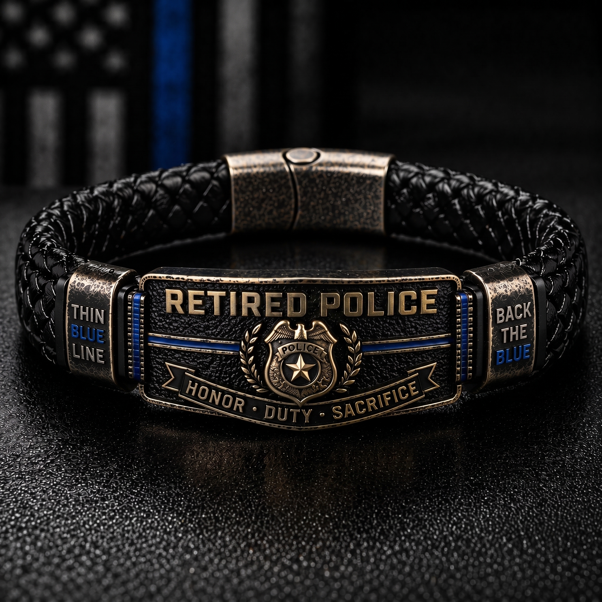 Thin Blue Line Law Enforcement Brotherhood Bracelet