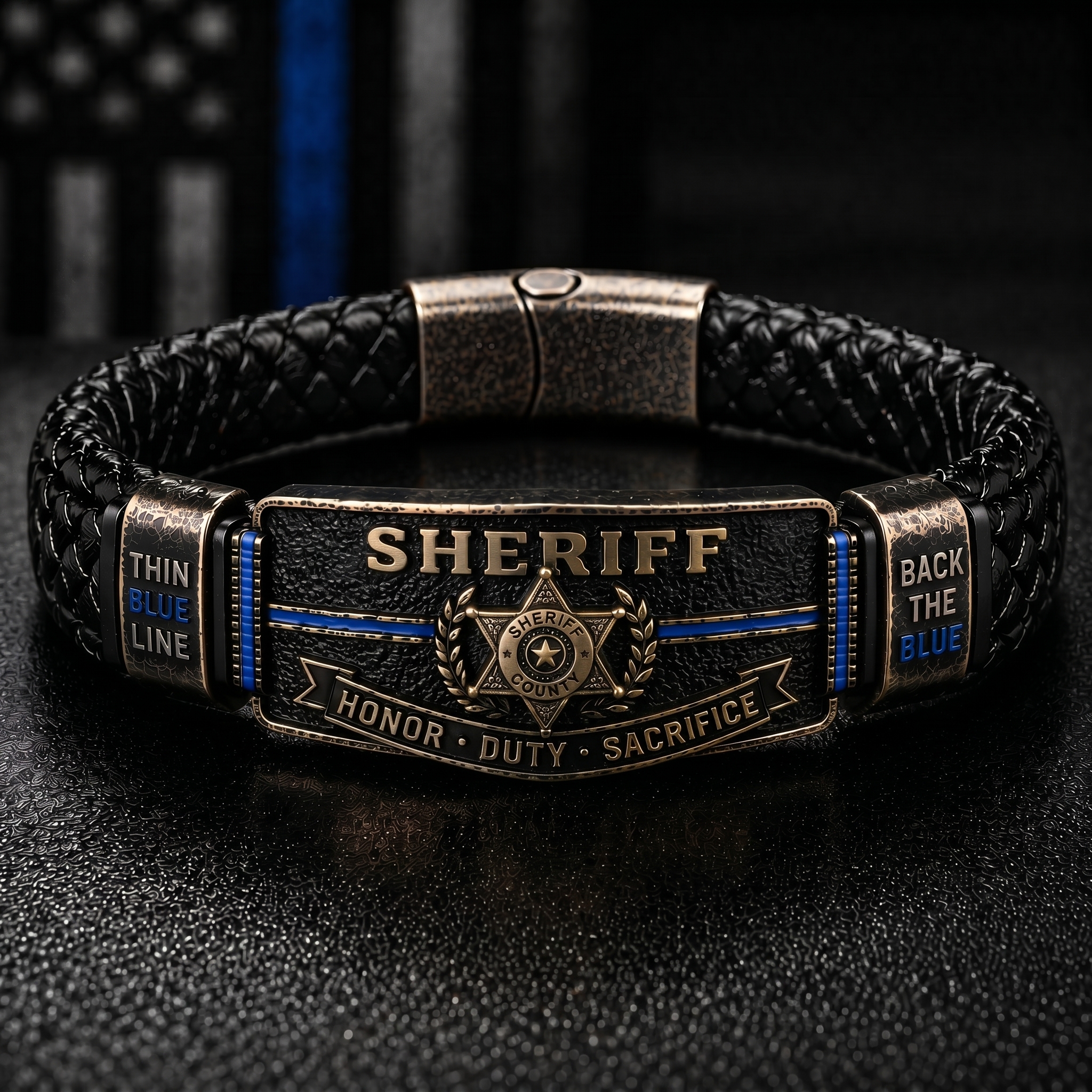 Thin Blue Line Law Enforcement Brotherhood Bracelet