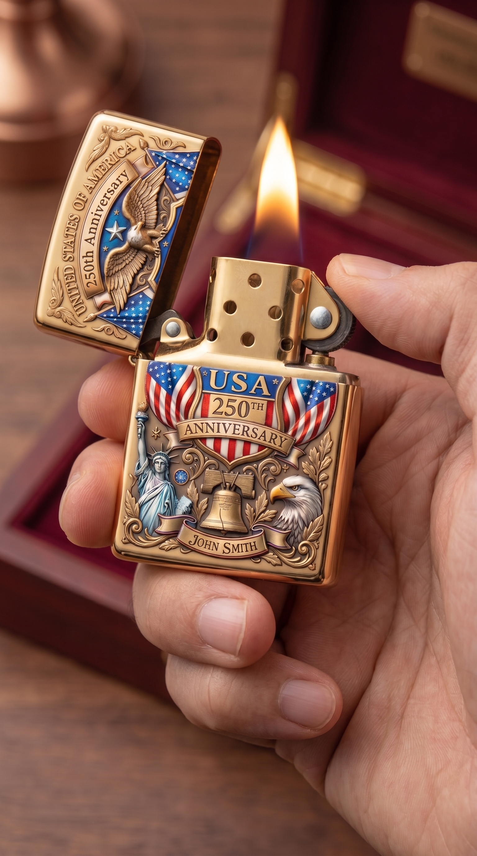 🇺🇸🔥 Personalized USA 250th Anniversary Lighter