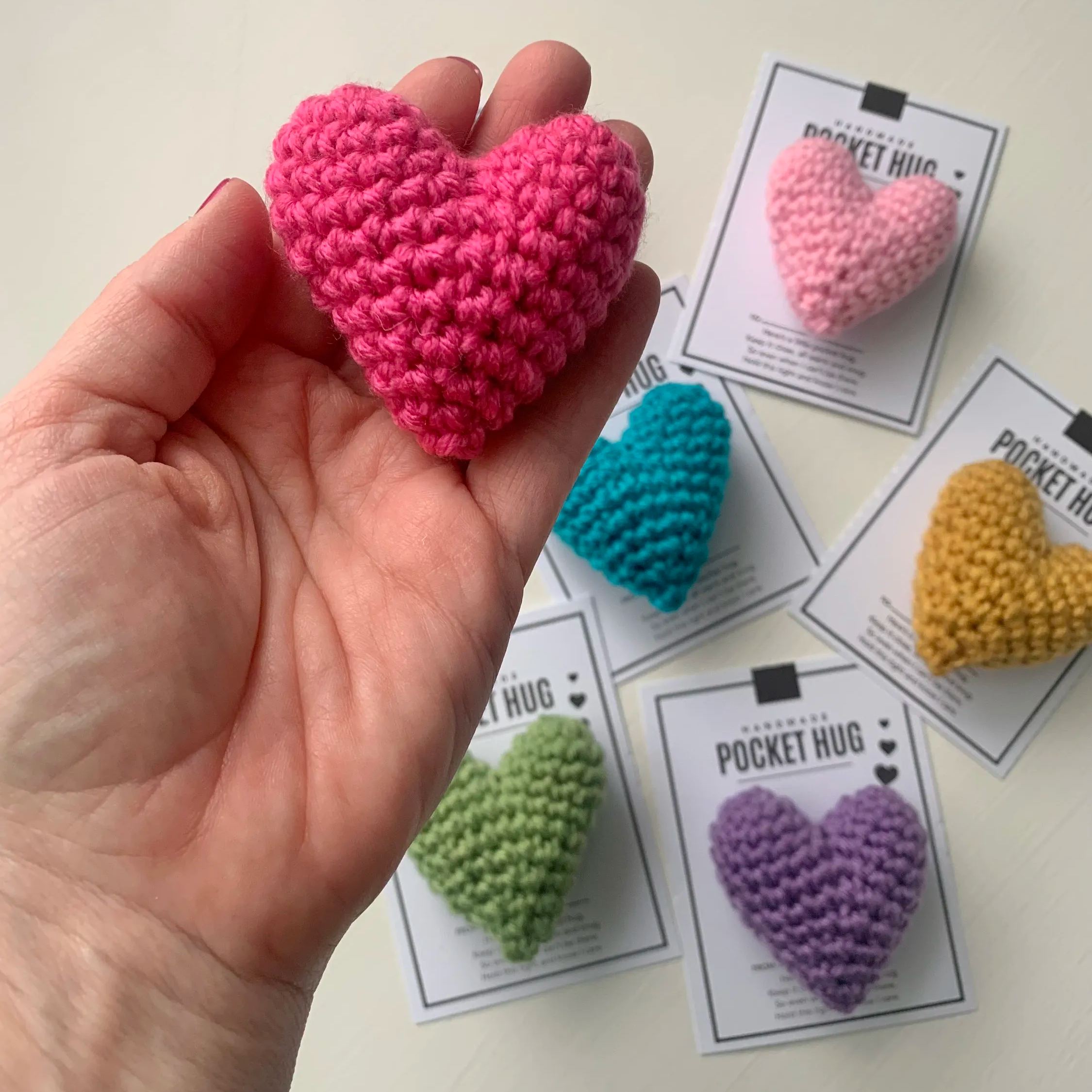 Pocket Hug, Crocheted Heart, Small Gift