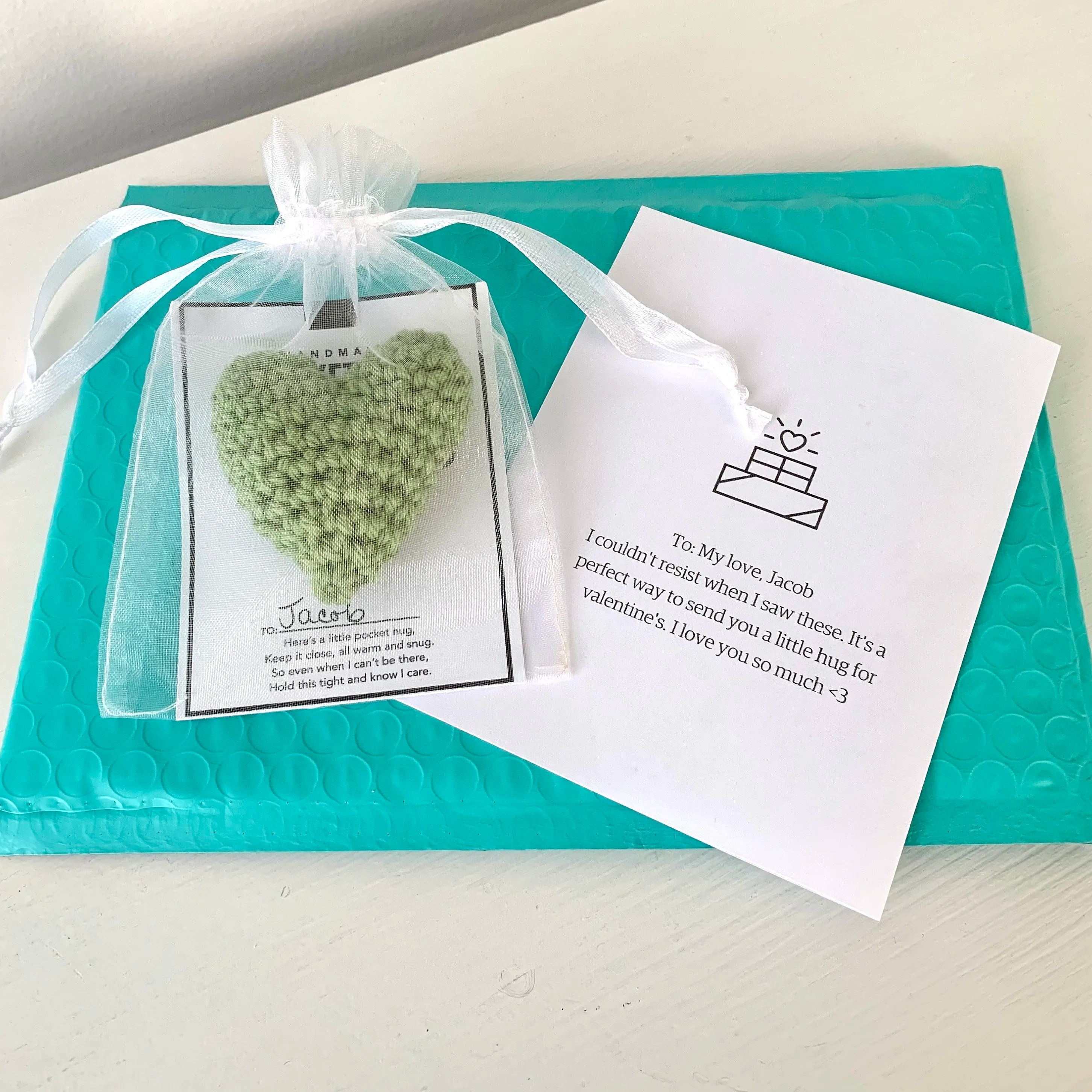 Pocket Hug, Crocheted Heart, Small Gift