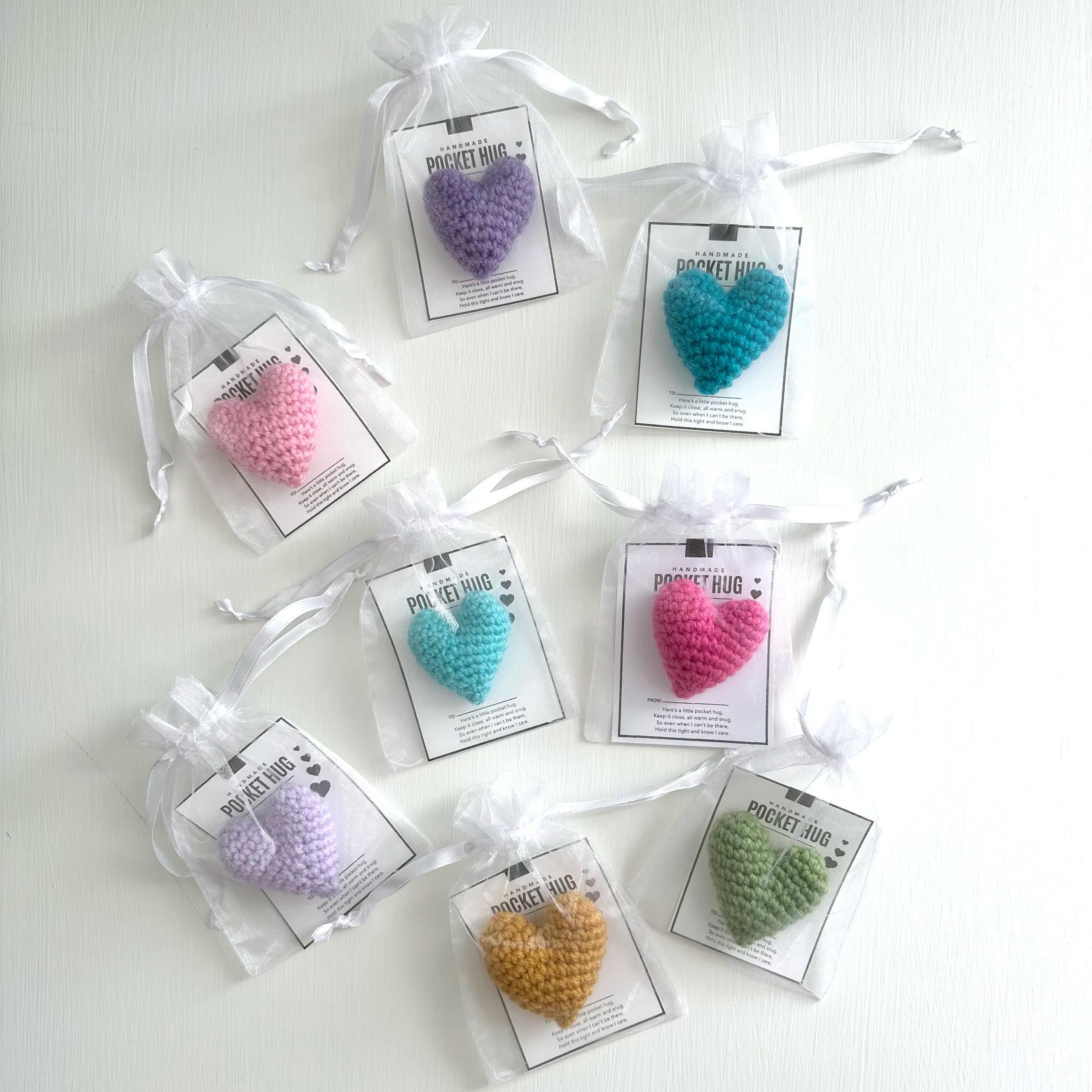Pocket Hug, Crocheted Heart, Small Gift