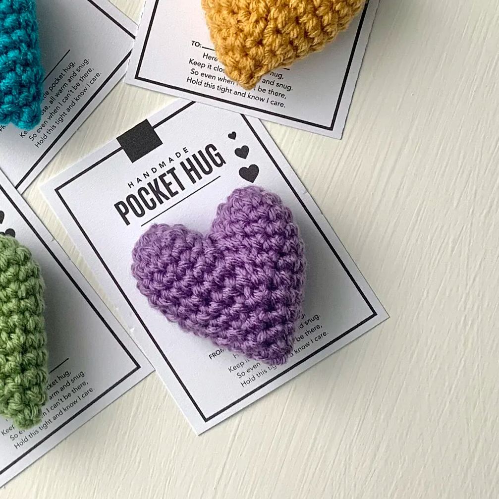 Pocket Hug, Crocheted Heart, Small Gift
