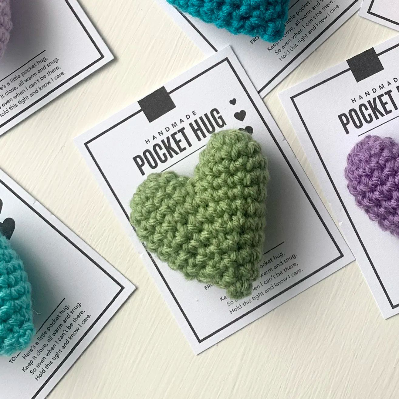 Pocket Hug, Crocheted Heart, Small Gift