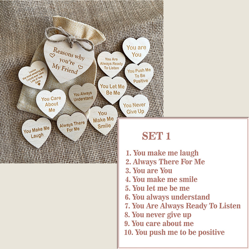 🎁Why You Are My Friend Wooden Box and Heart Tokens