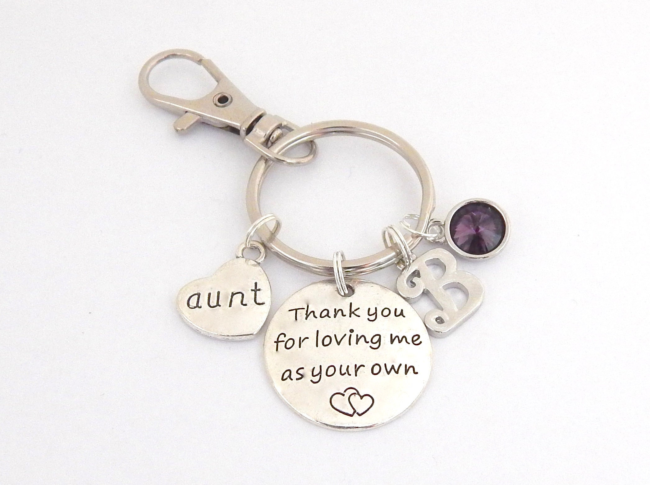 Round Engraved Positive Energy Metal Keychain with Diamonds