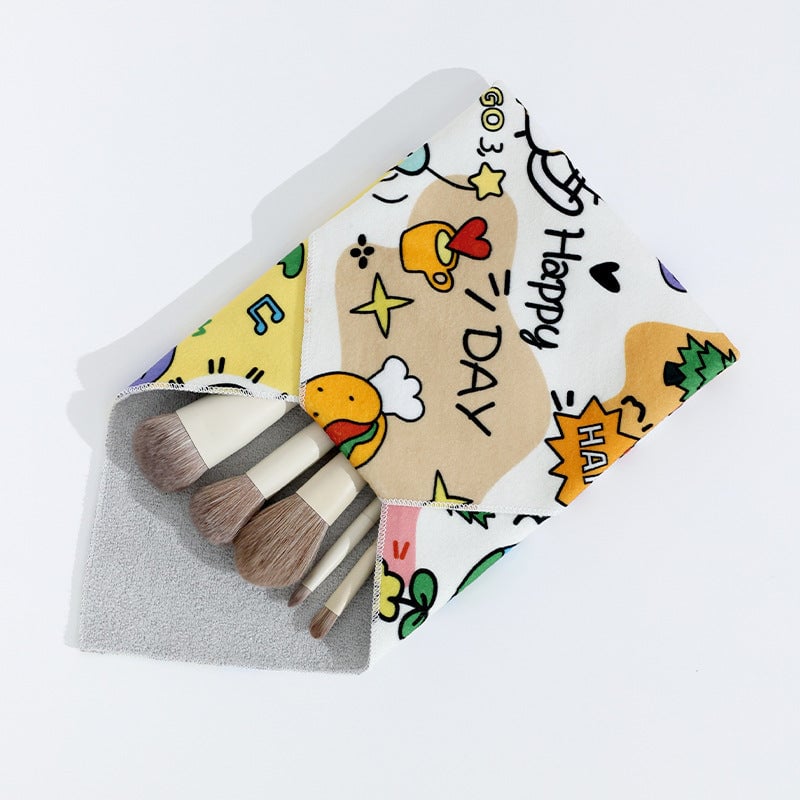 🌟 Flat Open Makeup Bag & Self-Adhesive Cloth ✈️💄📸