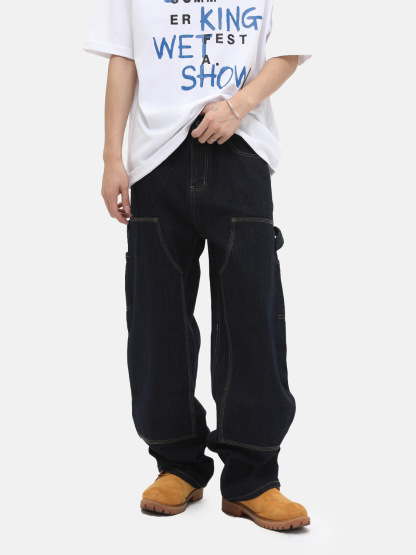Toby Cleanfit Patchwork Multi-pocket Lumberjack Jeans-Wonababi