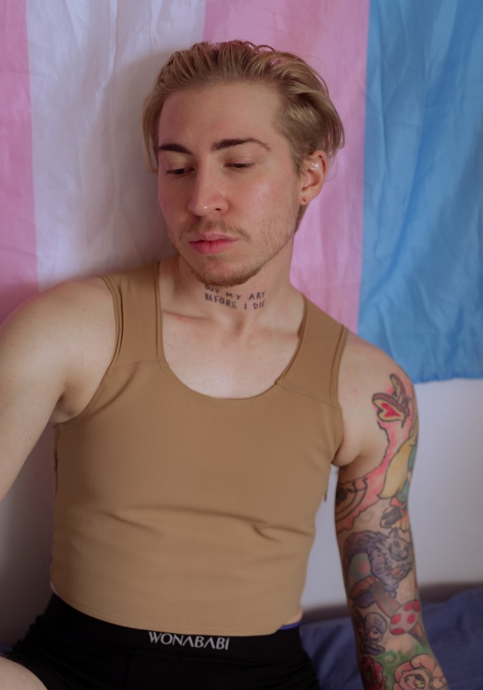 Wonababi Chest Binder, Transgender Stuff with Zipper Half Flat