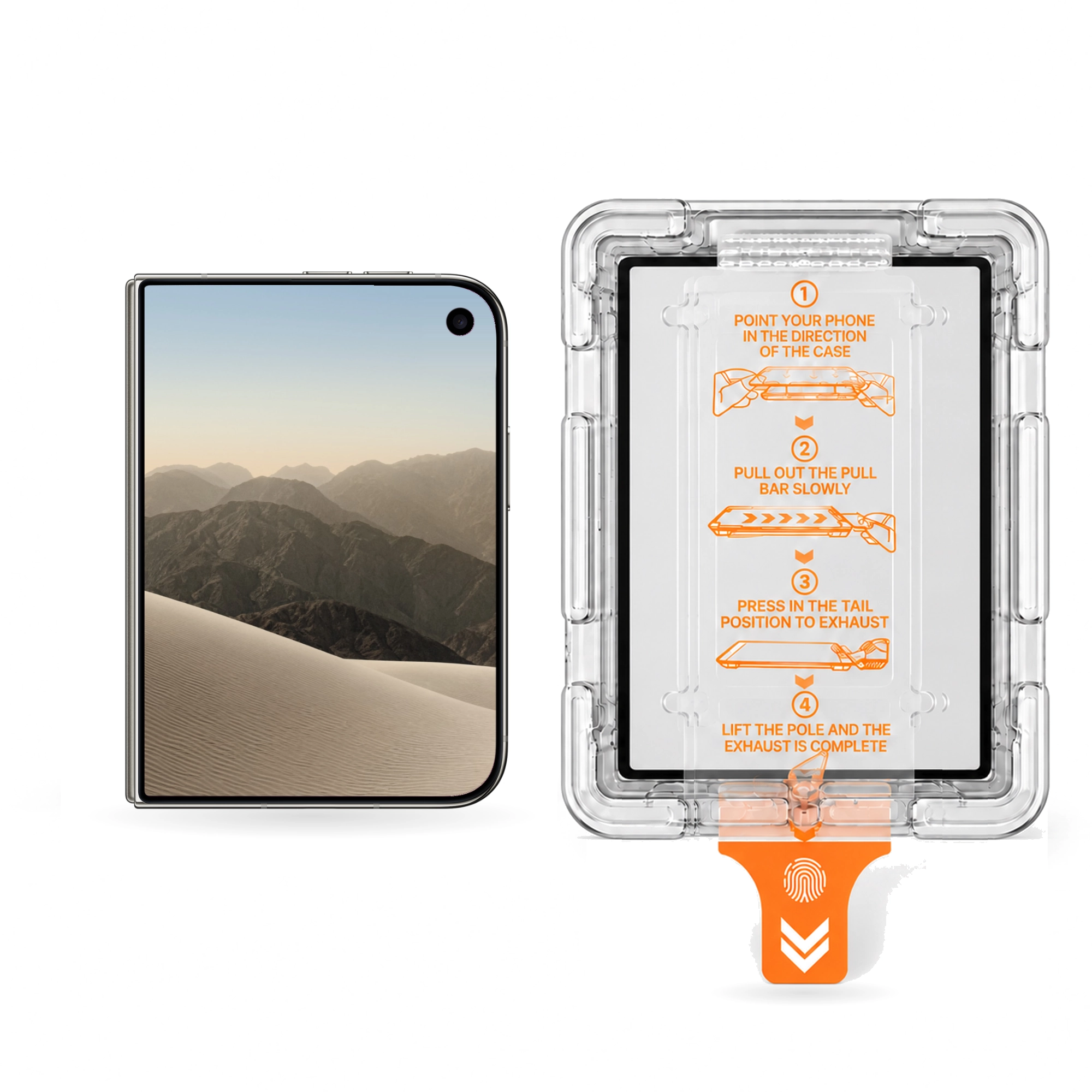 iPhone Duo cover screen protector with clear glass and guided installation box