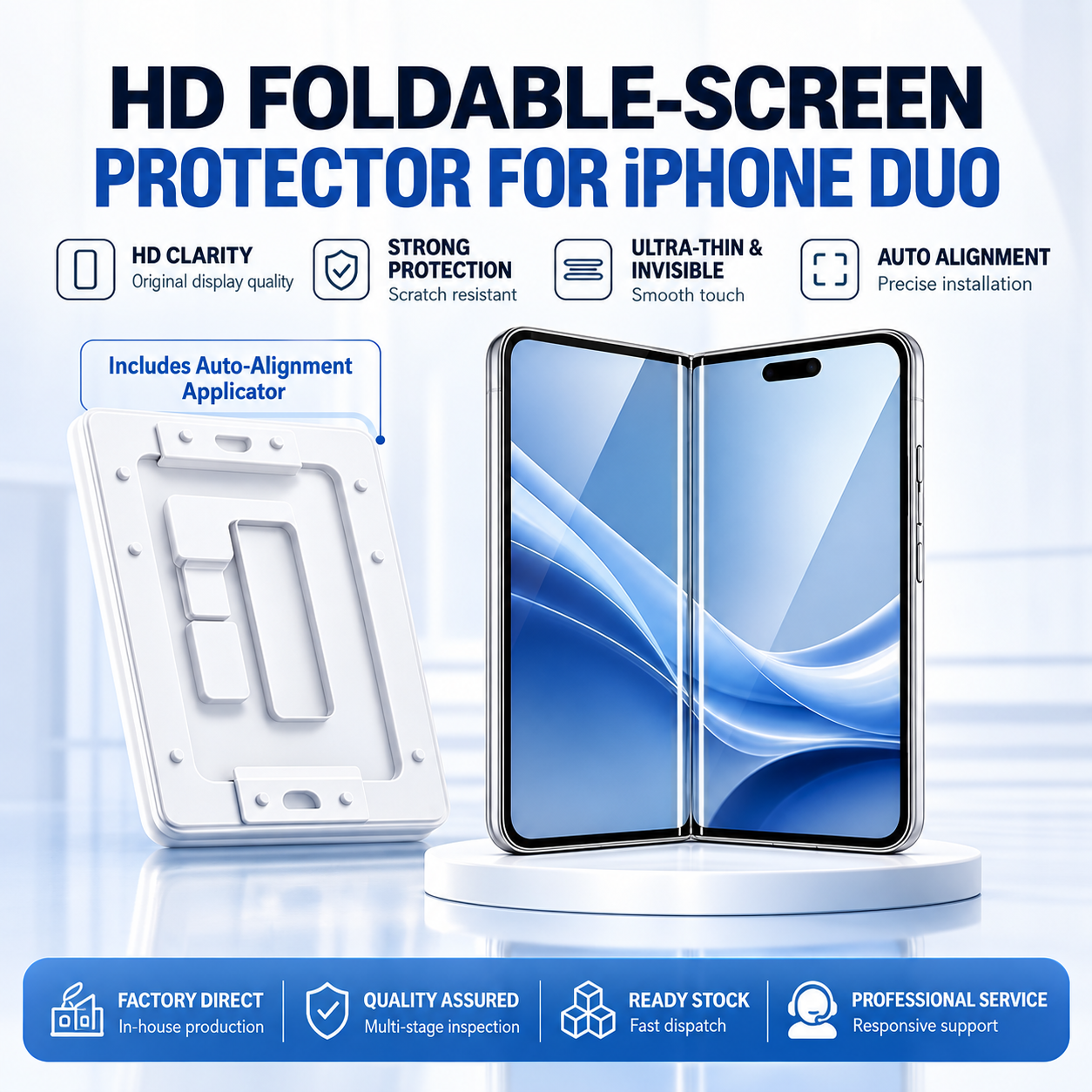 iPhone Duo HD inner screen protector and included auto-alignment tray