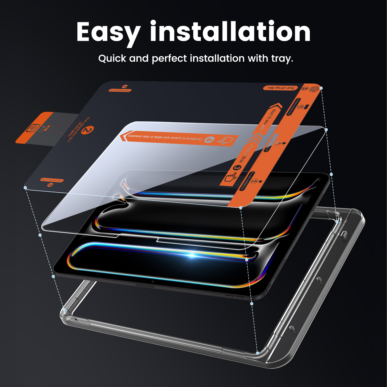 iPad Pro 2024 HD Screen Protector with Easy-install Tray