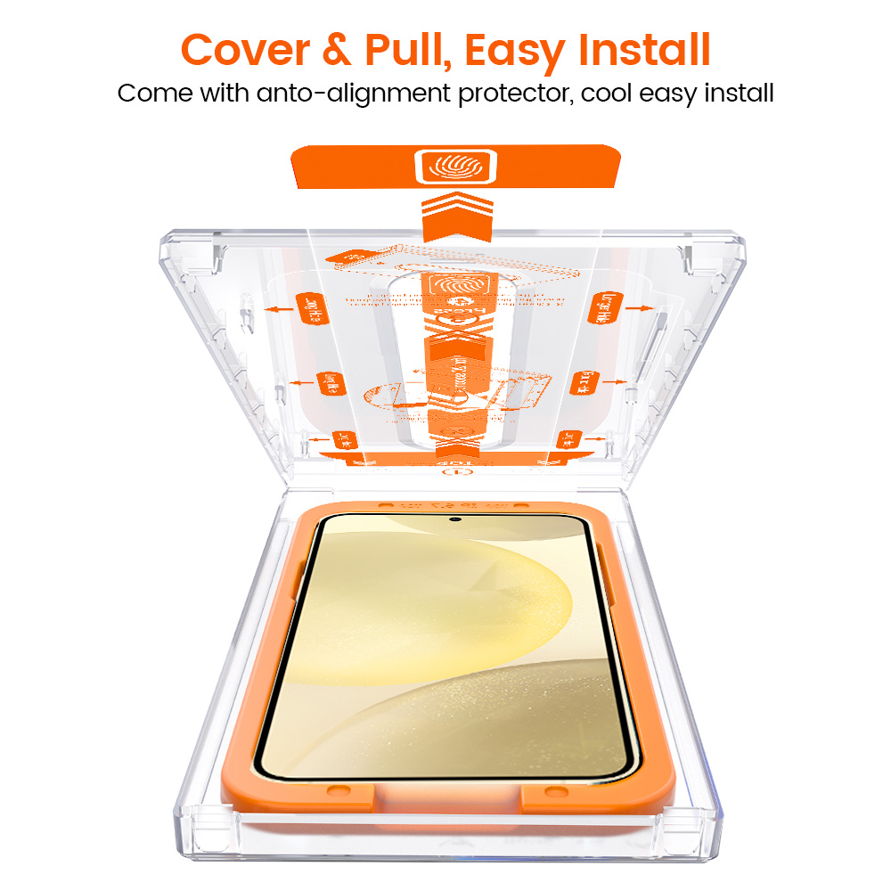 Galaxy S24 Screen Protector with Easy-install Box installation and fit