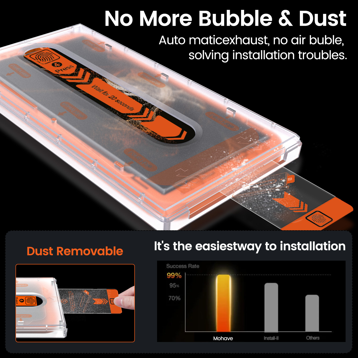MOHAVE Screen Protector for Samsung Galaxy S22 S23 S24 S25 Plus Ultra, Support Fingerprint, Anti-Scratch, Tempered Glass detail