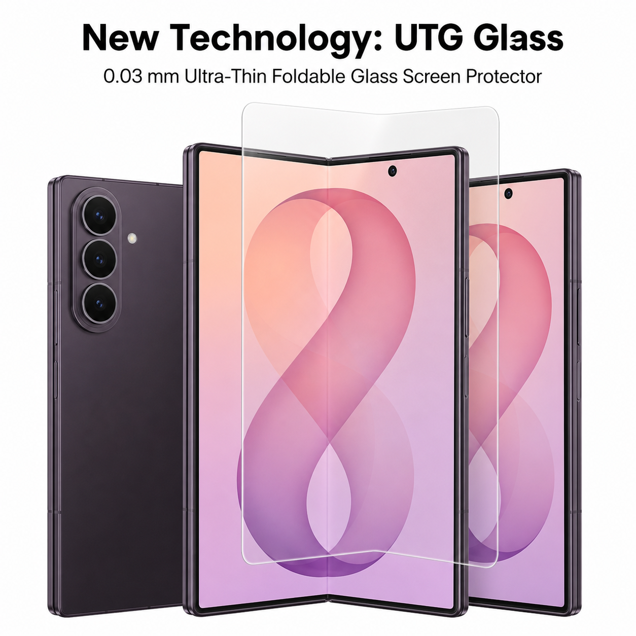 0.03mm foldable UTG glass inner screen protector for Galaxy Z Fold8 Ultra