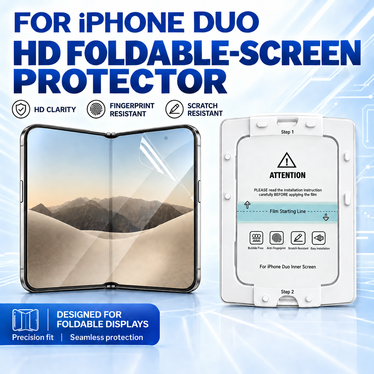 iPhone Duo Matte Inner Screen Protector Anti-Glare EPU Film with Installation Tray
