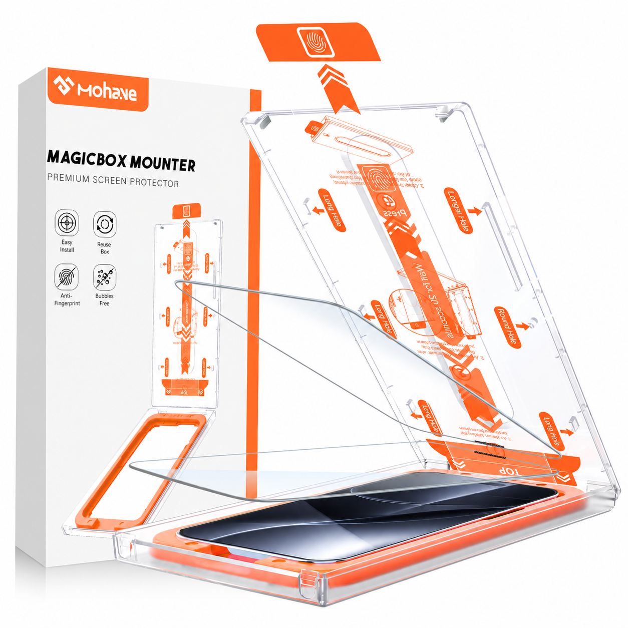 iPhone 18 screen protector HD with EZ Fit alignment box