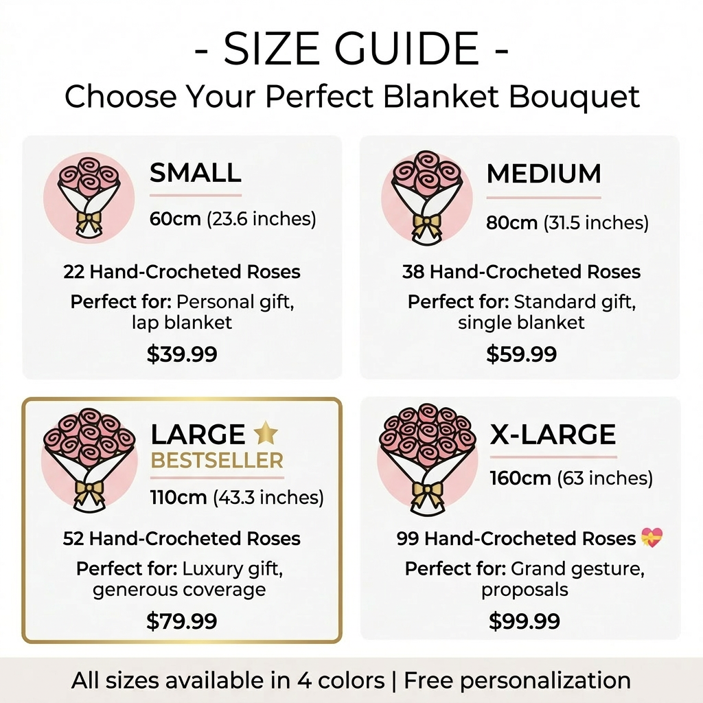 Custom Crochet Rose Blanket with Name - Foldable Bouquet Gift