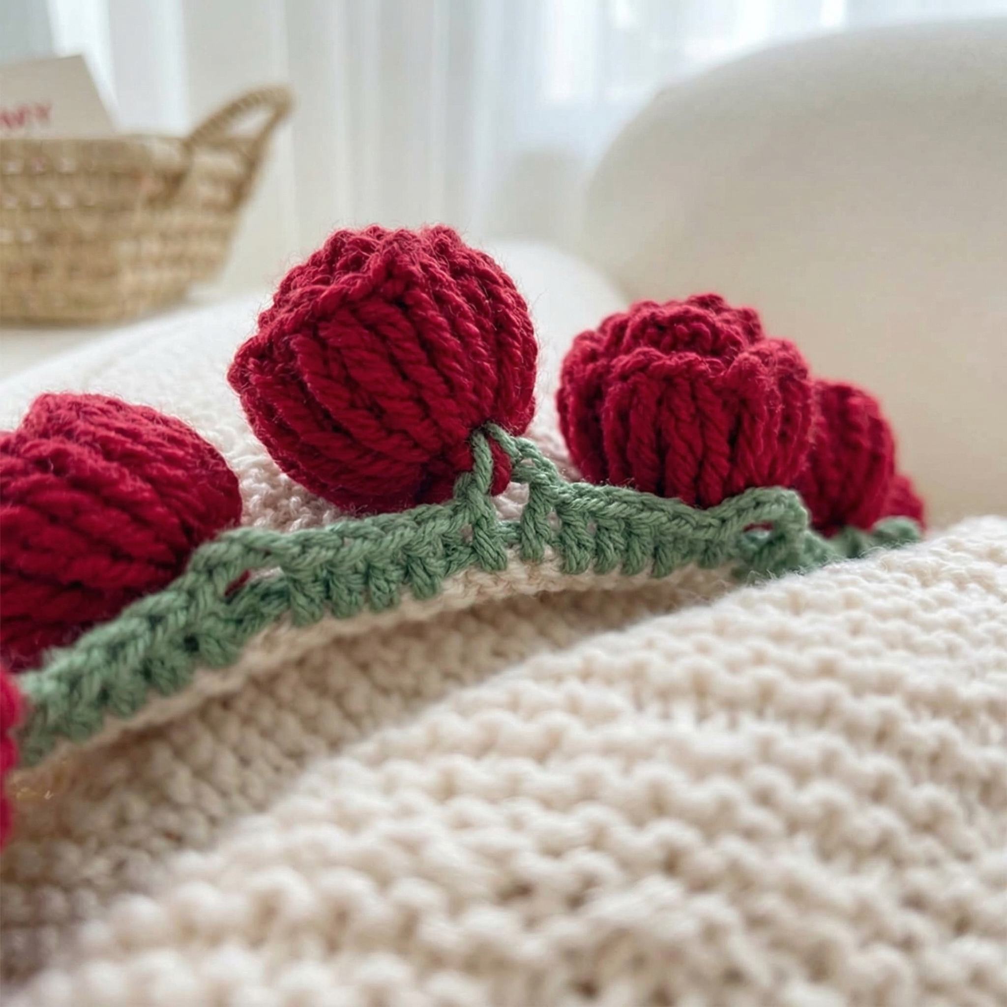 Custom Crochet Rose Blanket with Name - Foldable Bouquet Gift