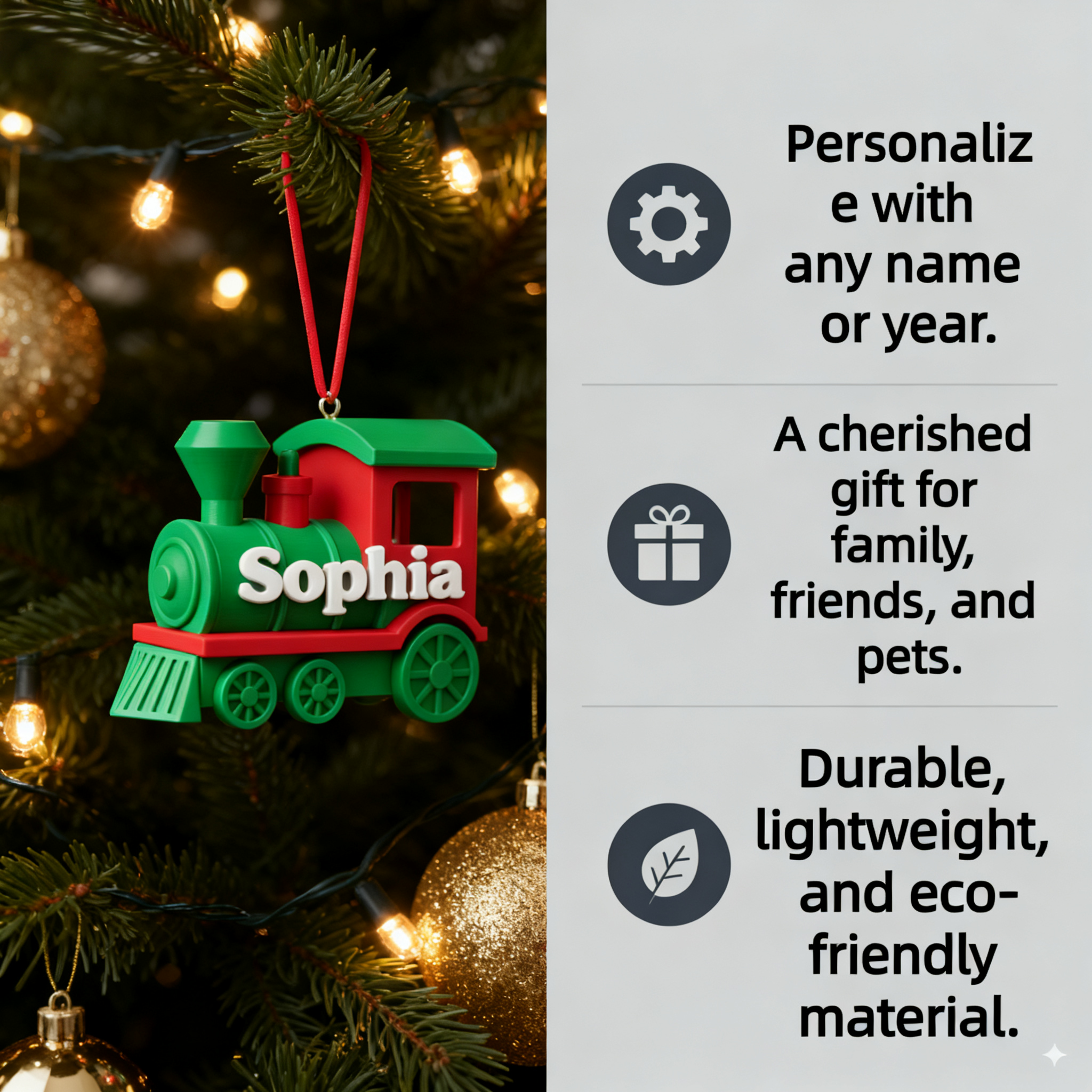 Personalized Christmas Train Ornament