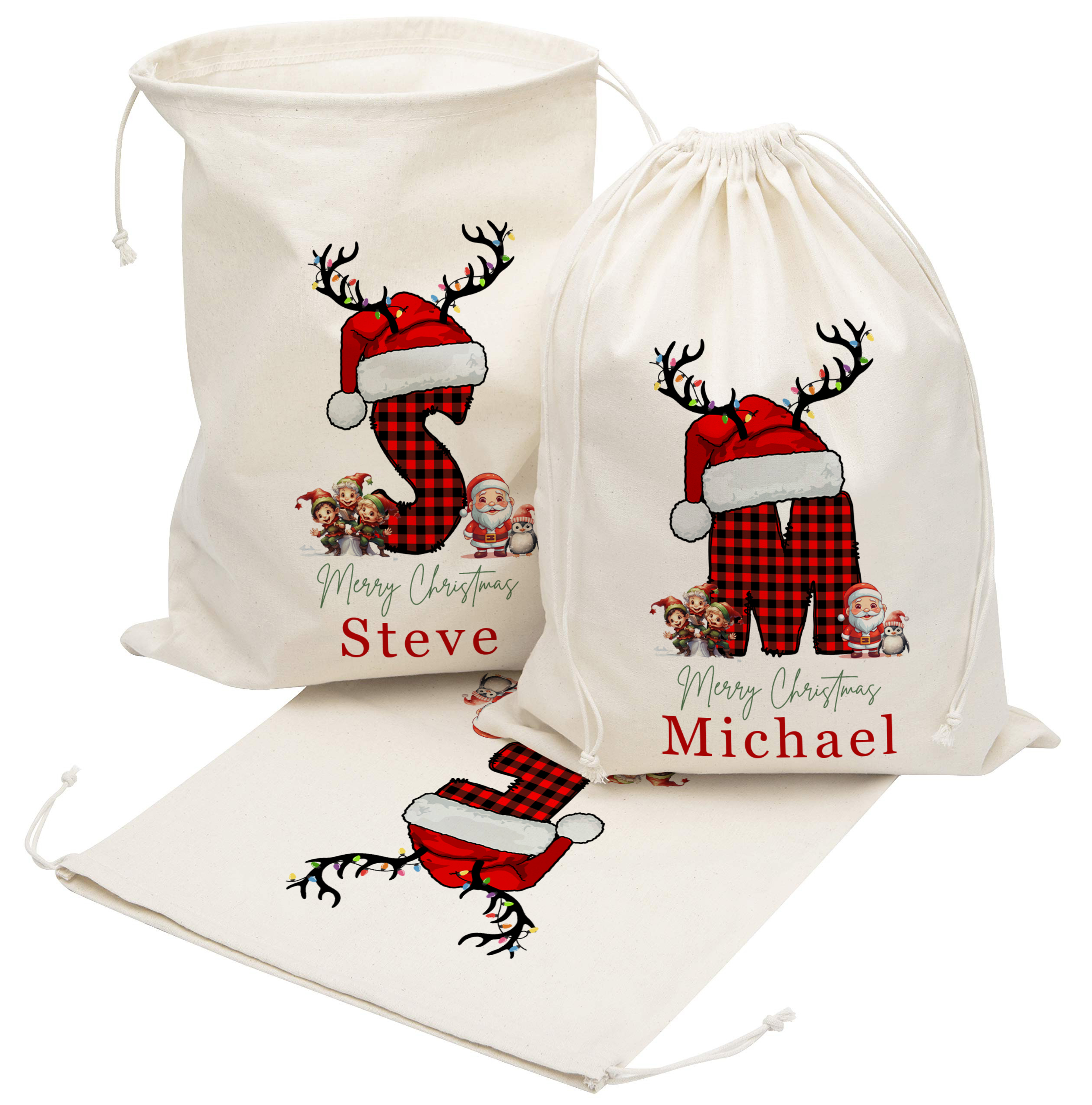 Personalized Christmas Reindeer Gift Sack