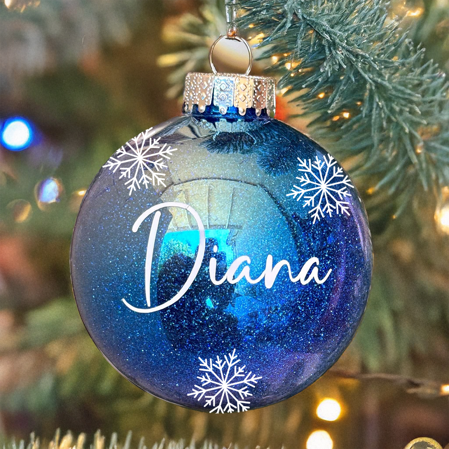 Personalized Glitter Christmas Ball Ornament 